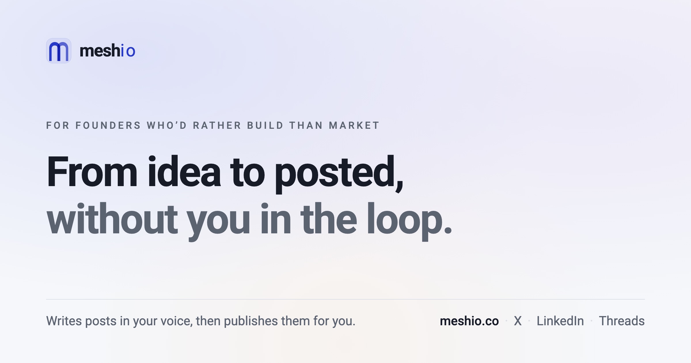 Meshio — Put Your Marketing on Autopilot — Built for Founders Who'd ...